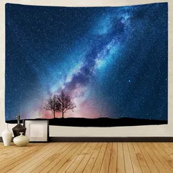 Large tapestry, starry sky wall hanging, home decoration, woods, night sky landscape, wall decoration, blankets, sofa sheets