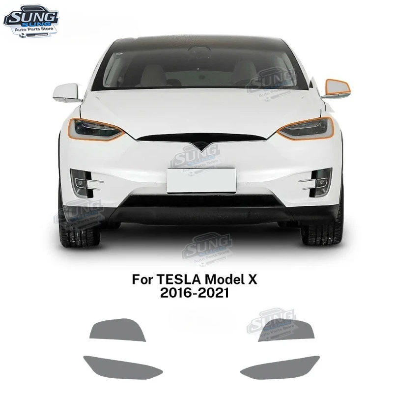 

For Tesla Model X 2016-2021 Pre-Cut Paint Protection Film Car Headlight Rearview Mirror Sticker PPF TPU Transparent Black