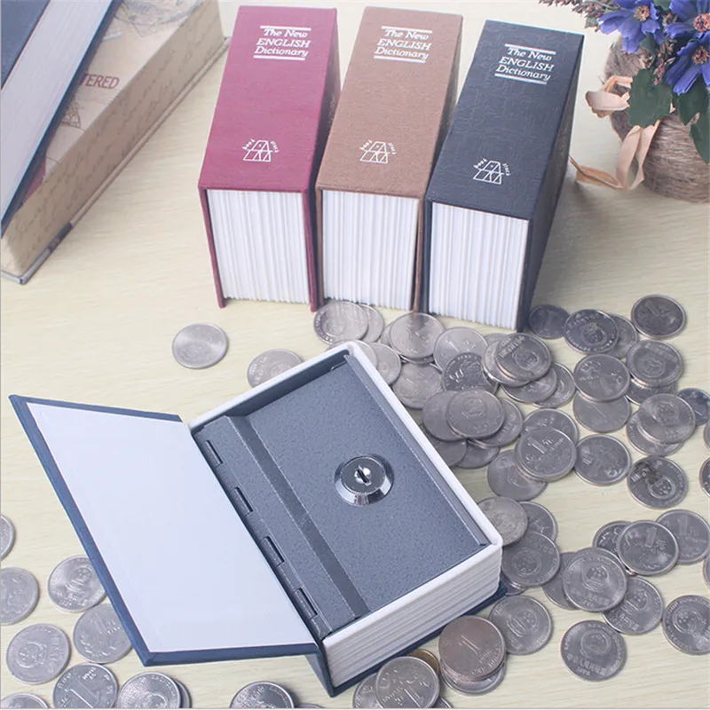 Creative English Dictionary Shape Money Saving Box Safe Book Piggy Bank with Key Cash Coins Saving Boxes