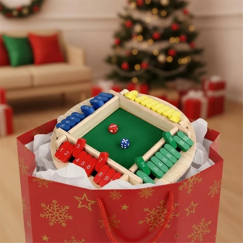 Fermer boîte jeu dés 6 joueurs Table en bois numéro conseil mathématique jeu stratégie Portable Double obturateur jouet