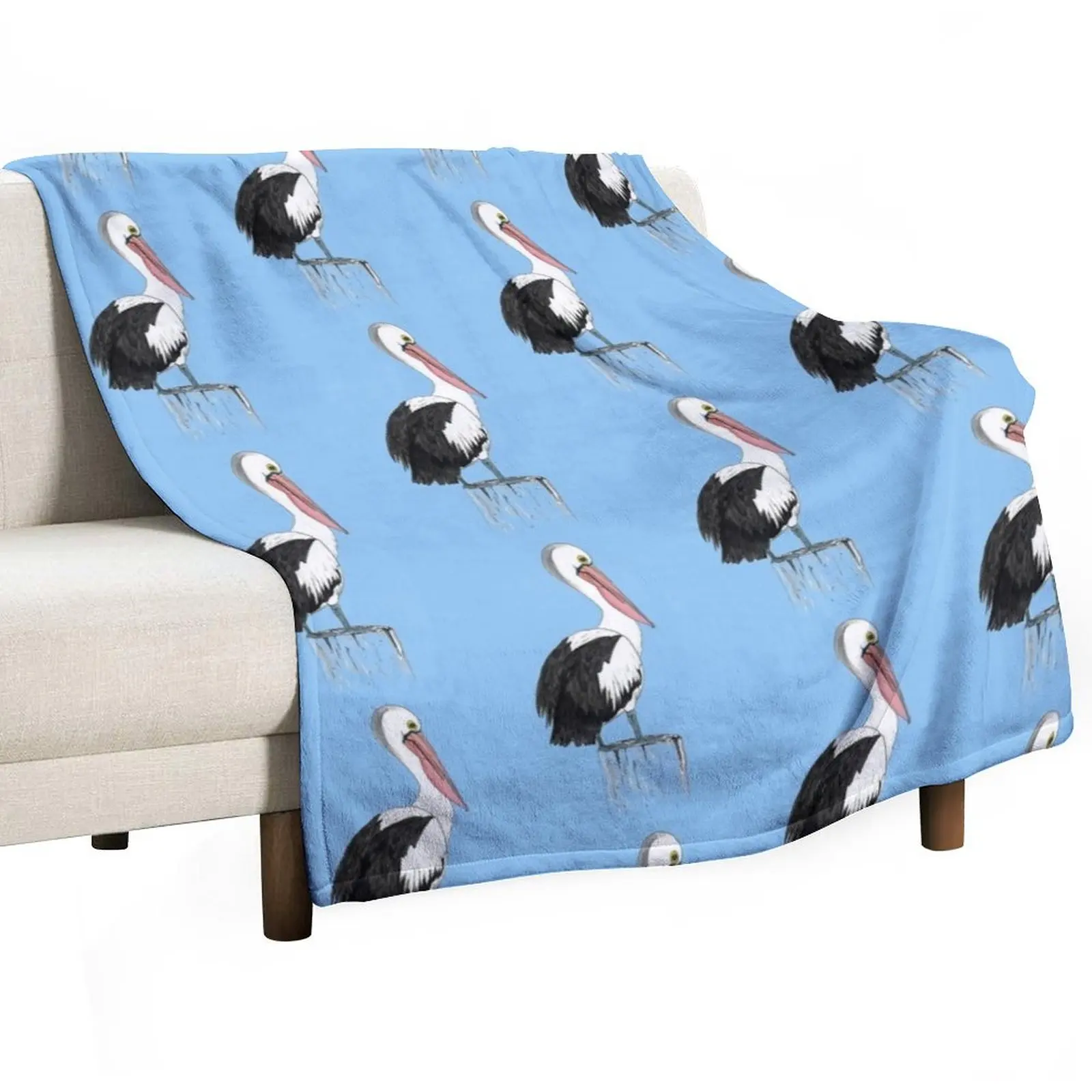 

Australian Pelican Throw Blanket Summer Cute Sofas Luxury Designer Blankets