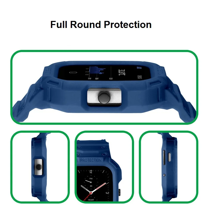 Rugged Armor All-round Protection Integrated Case+Strap for Huami Amazfit GTS 1/2/3/4 Soft TPU Case Strap