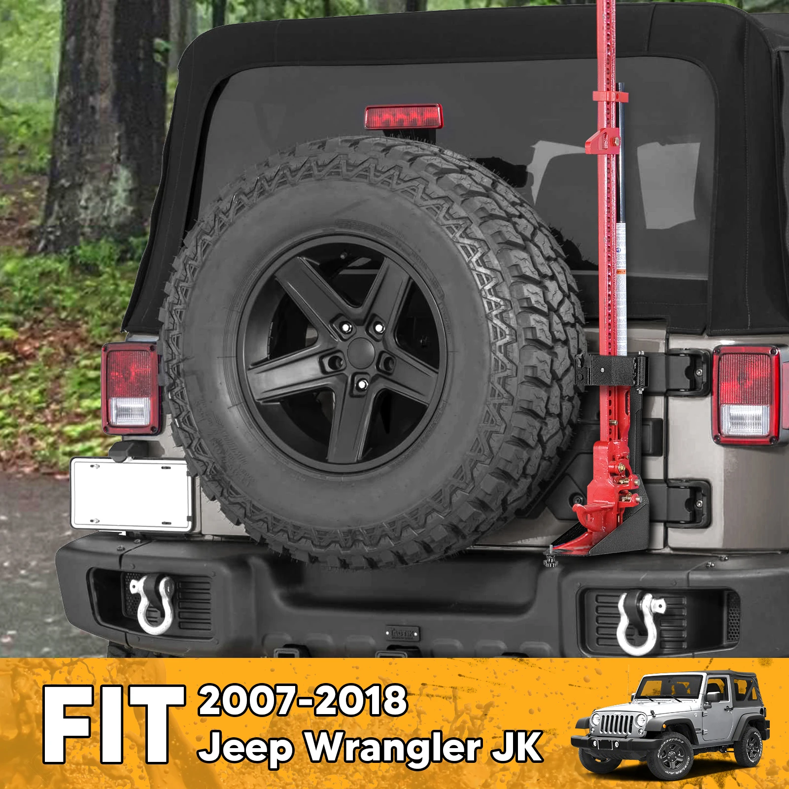 Car Accessories for Jeep Wrangler JK 2007-2017 Off-road Rear Hi-lift Jack Carrier Holder Tailgate Door Hinge Mount Bracket Kit