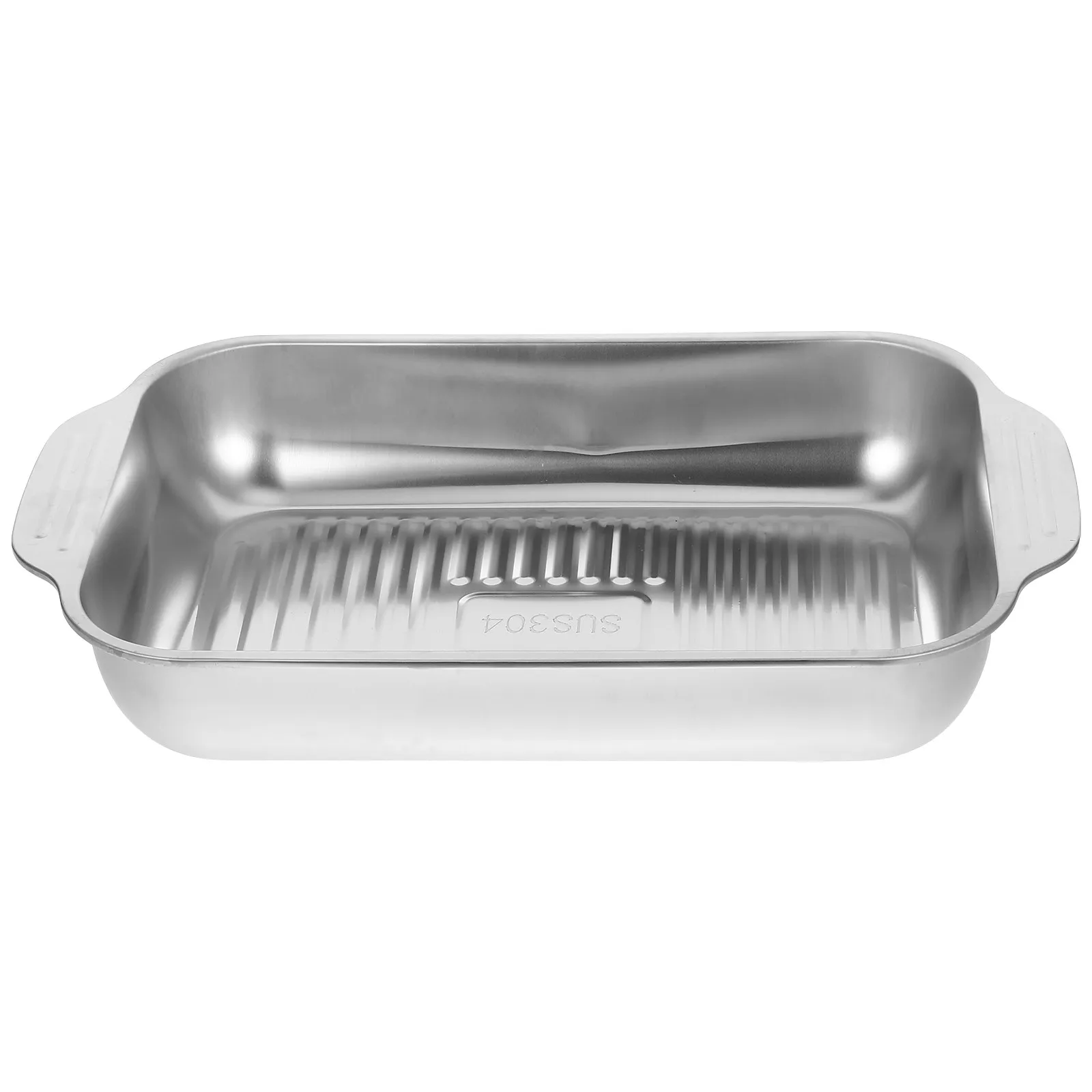 Bandeja Rectangular Profunda para Pescado, de Acero Inoxidable, para Horno, Asador, Barbacoa, Plato para Servir, Utensilio de Cocina