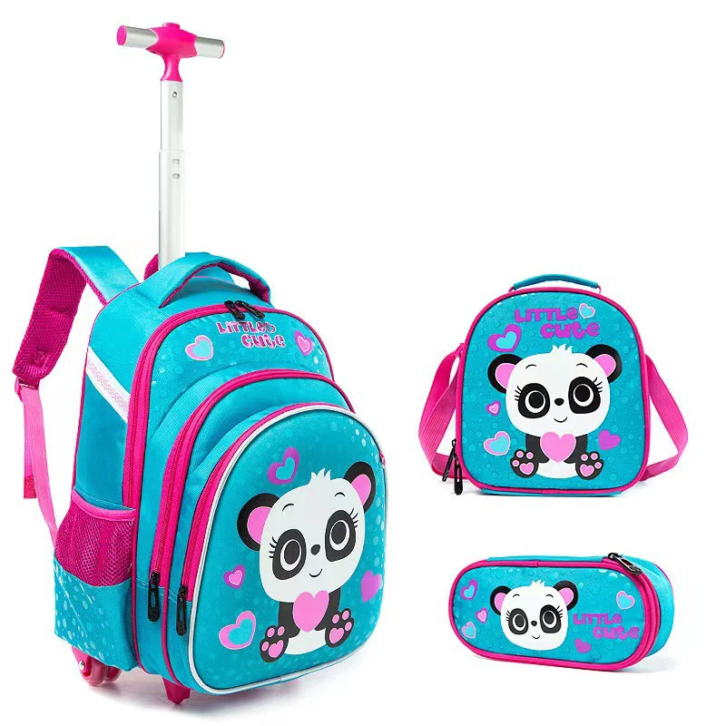 

Children Boy School bag Set With Wheels Backpack For Student Girls Trolley Bag With Lunch Bag Pencil Case School Backpack Set