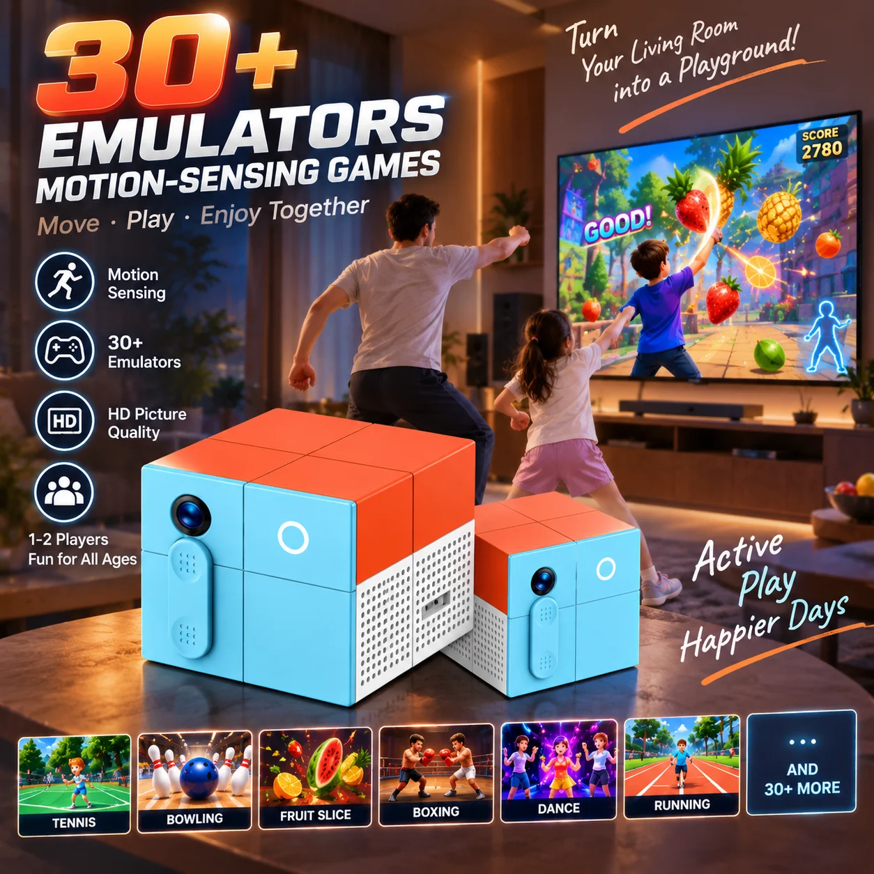 M58 AI Android Fitness Motion Game System 2MP Wide-Angle Camera 16GB HDMI Wi-Fi 1-2 Player Family Fun