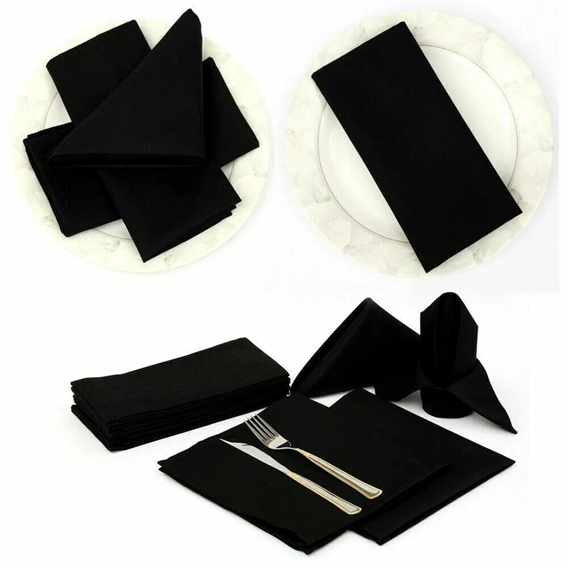 10Pcs 50cm Table Napkins Cloth Square Satin Fabric Napkin Pocket Handkerchief for Wedding Birthday Home Party Hotel Decor