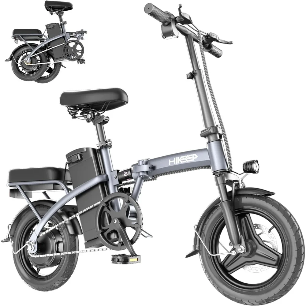 

Folding Electric Bikes for Adults,14” Tire 22Mph 400W (Peak 600W) Motor Mini Small Ebike and Multi-Shock Absorption Adjustable