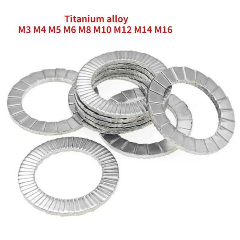 5PCS M3-M16 Titanium Alloy Double Layered Self-locking Anti Loosening Washer Bite Type Toothed Anti Slip Locking Flat Washer