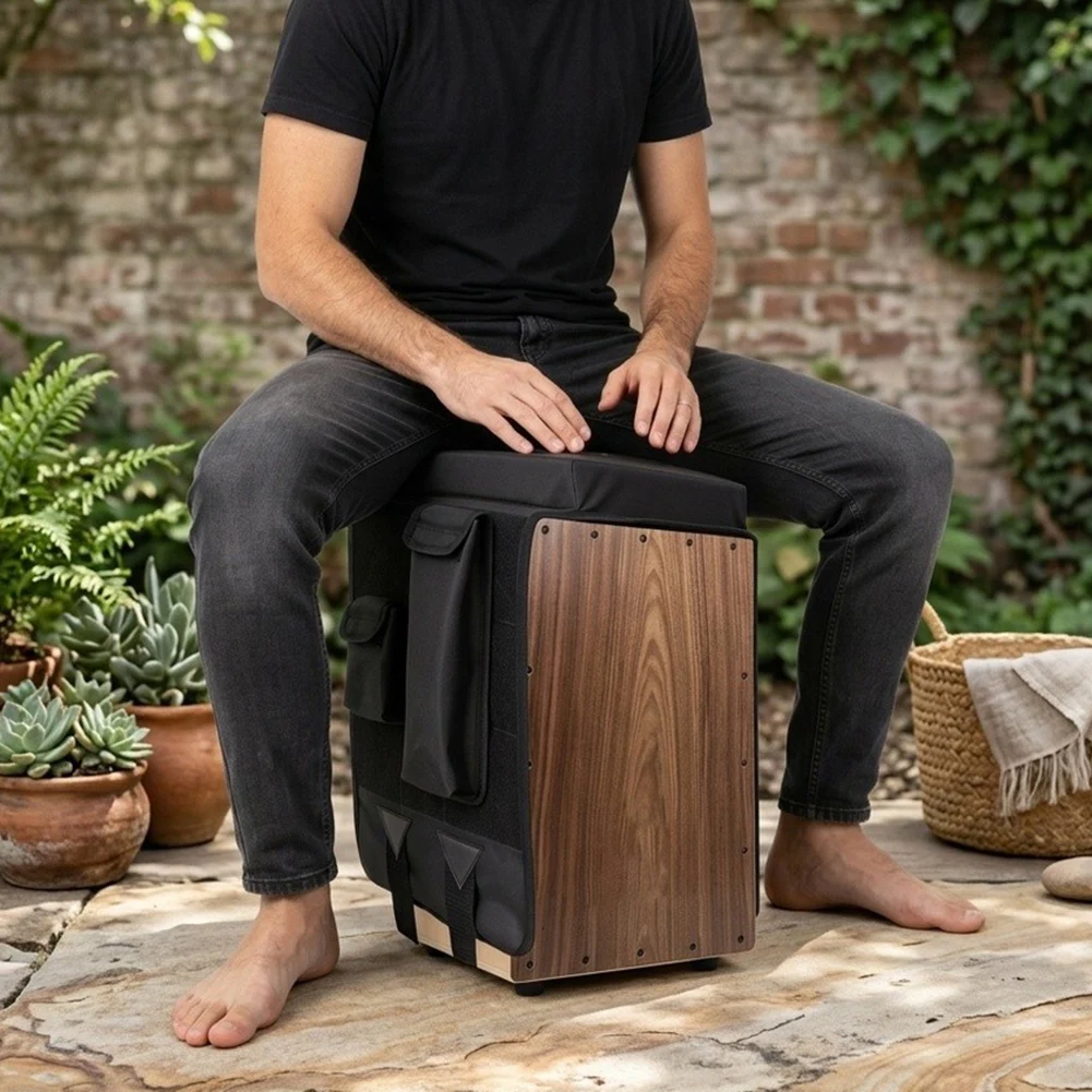 Drum Stool with Side Storage Bag Box Multi Functional Card Design for Drummers Comfortable Portable Black Seat