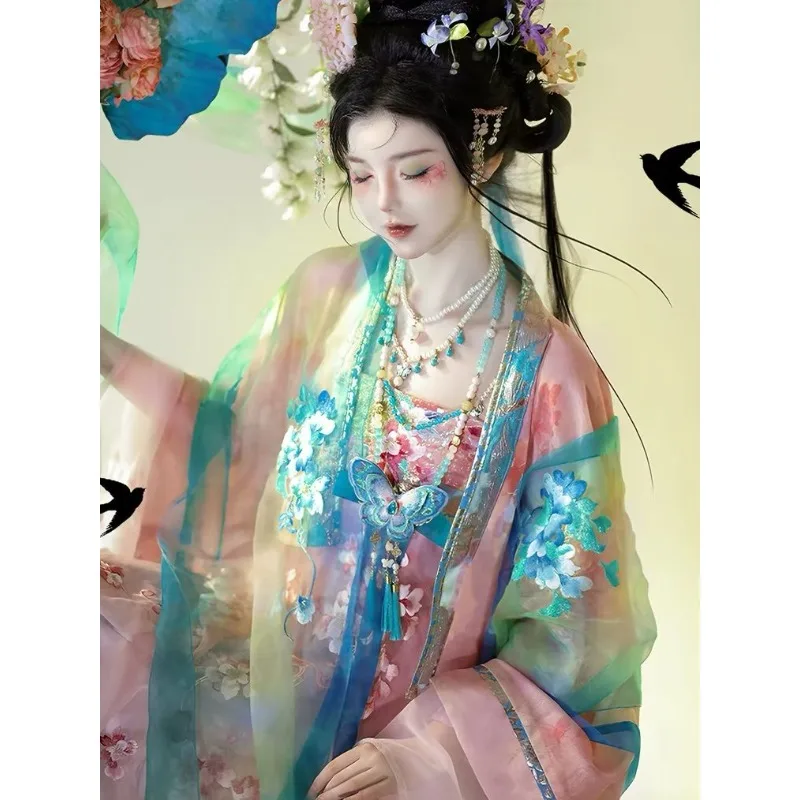Tang Dynasty heavy industry embroidered chest-length skirt Famen Temple silk fairy energy daily suit