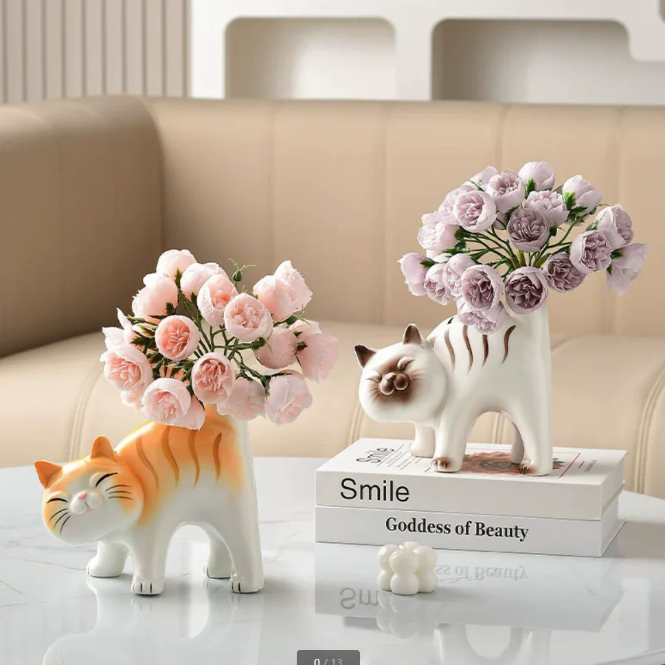 

Creative cat vase decoration, cute desktop, living room, home, foyer, TV cabinet, office flower arrangement decoration