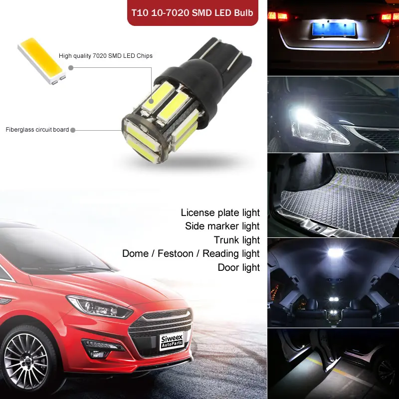 4PCS T10 W5W Car Turn Side Light Marker Lamp for Ford Focus MK2 MK3 MK4 kuga Escape Fiesta Ecosport Mondeo Fusion