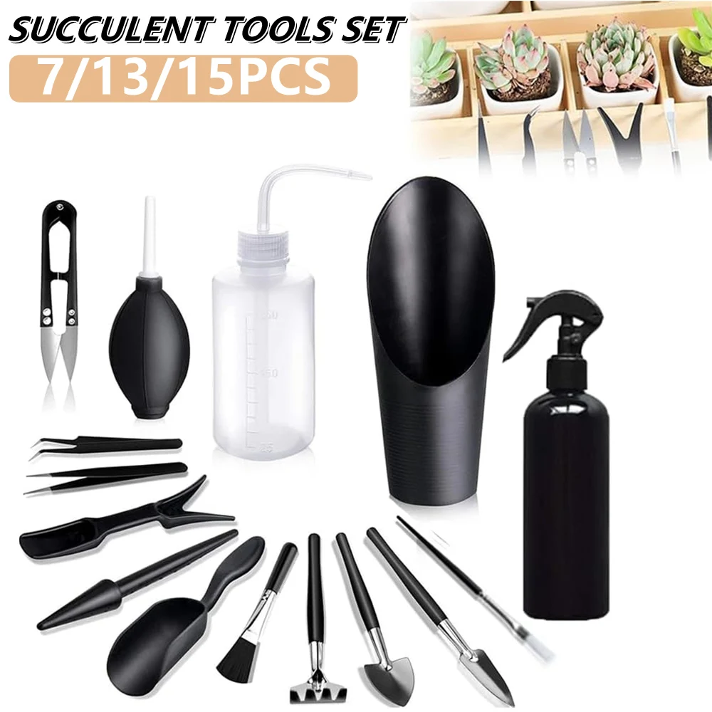 7/13/15Pcs Succulent Tools Set, Garden Tools Kit Indoor Gardening Transplanting Succulent Bonsai Miniature Seedling Plants Tools