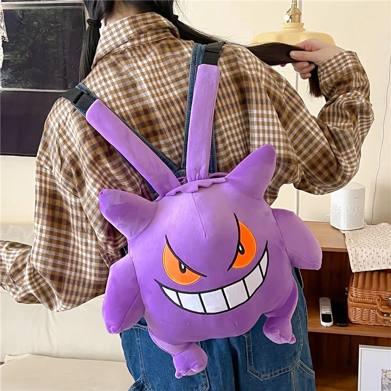 Pokemon Kawaii Gengar Purple Backpack Cute Anime Character Shape Large Capacity Bag Students Schoolbag Children Gift