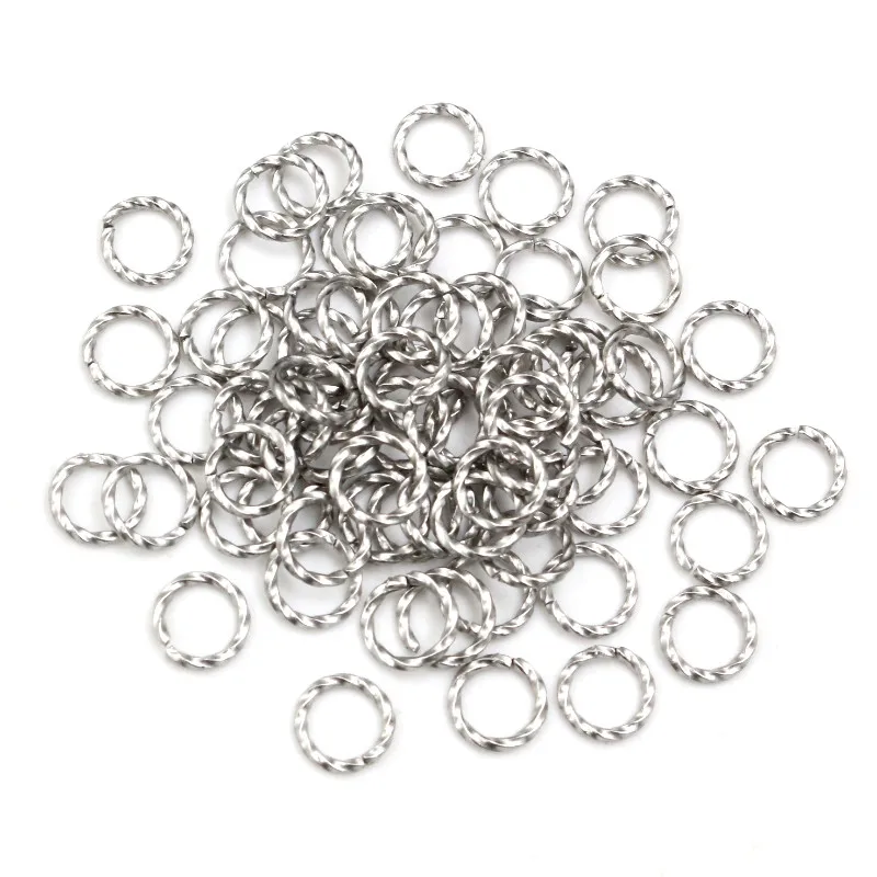 50pcs Stainless Steel 1/1.2mm thick 6 8 10 12 14mm Twist Open Jump Rings for DIY Jewelry Making Findings for Earrings Necklace