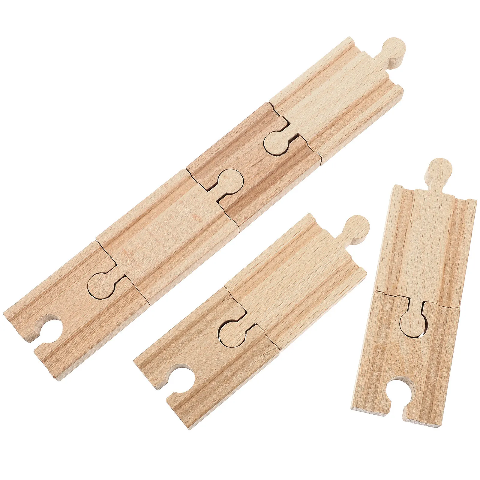 

8Pcs Wooden Train Track Expansion Set Premium Smooth Edges Compatible with Most Wooden Educational Kids Playtime