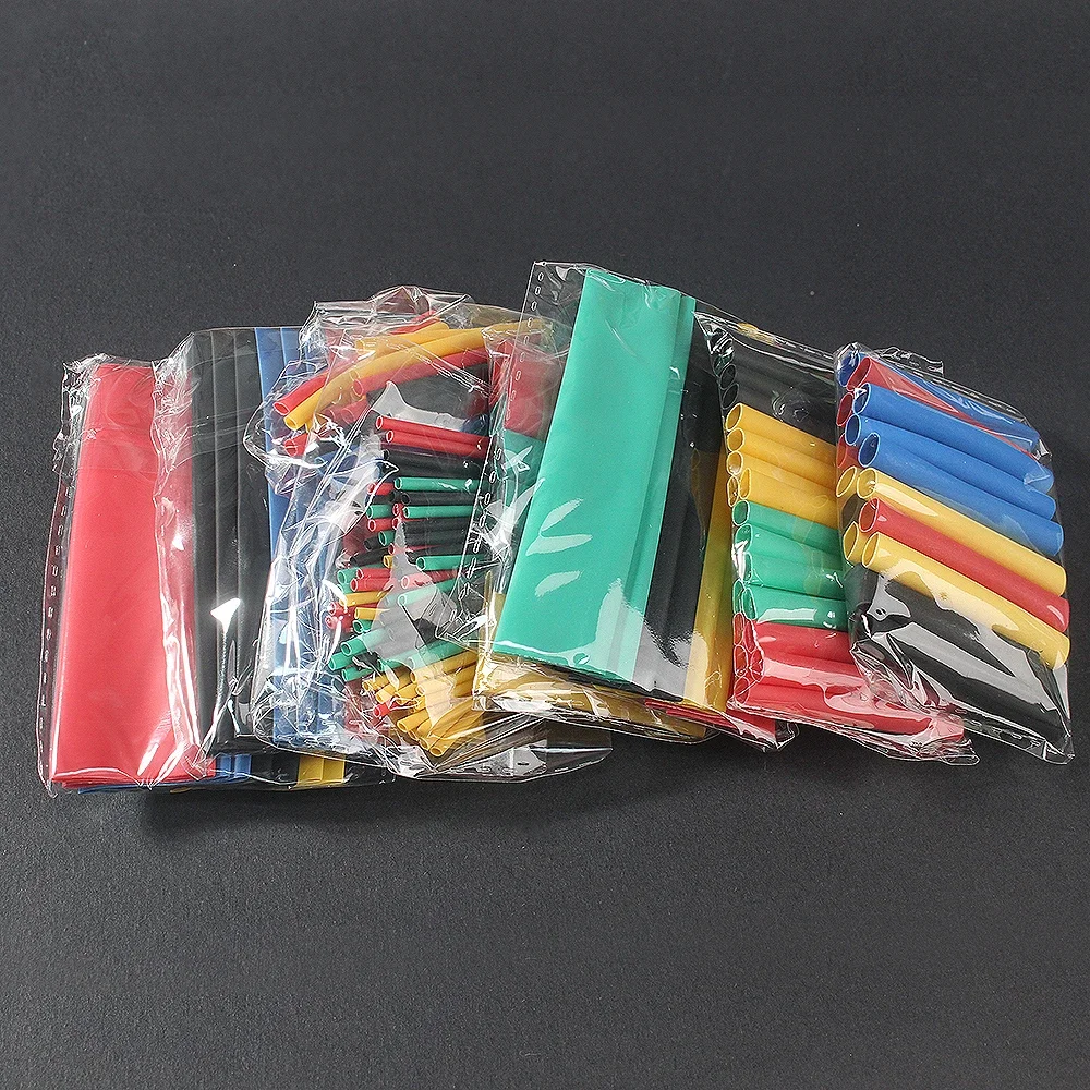 

164Pcs 2:1 Heat Shrink Tube Wire Cable Insulated Sleeving Tubing Set Polyethylene Shrinking Assorted Kit