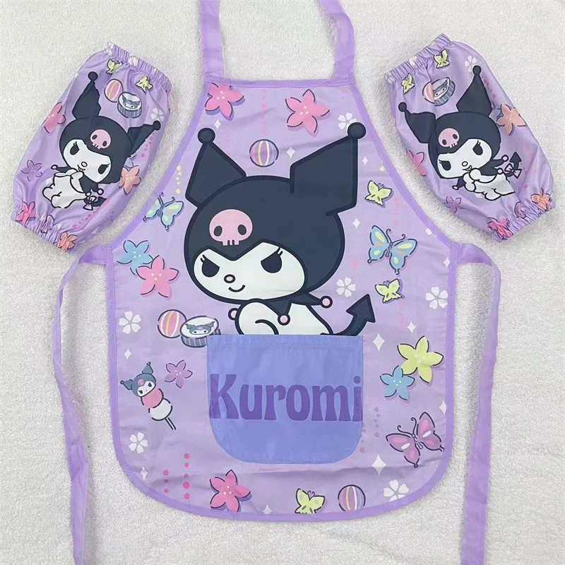 

Kawaii Kuromi My Melody Hello Kitty Cartoon Children Waterproof Apron Anime Sanrio Girly Heart Cute Anti-Stain Coveralls