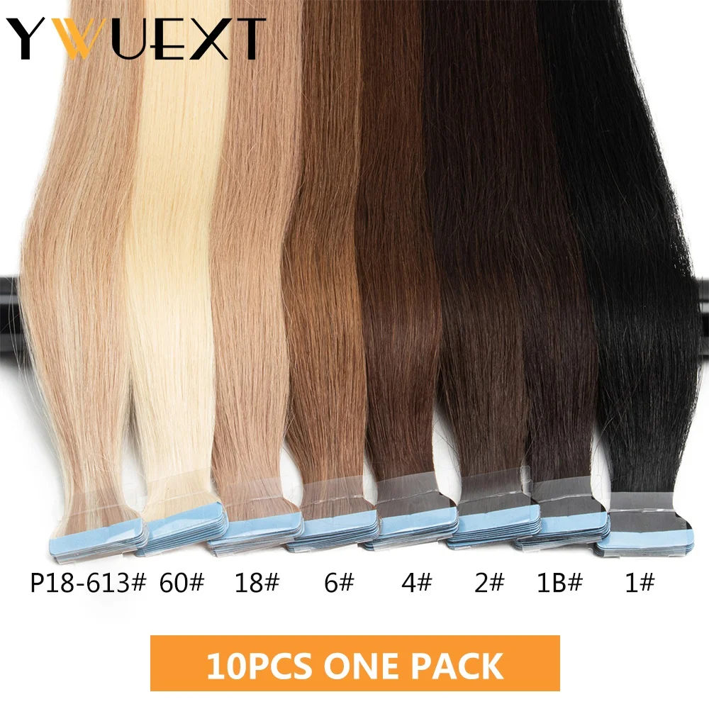 YWUEXT Straight Tape In Human Hair Extensions 14