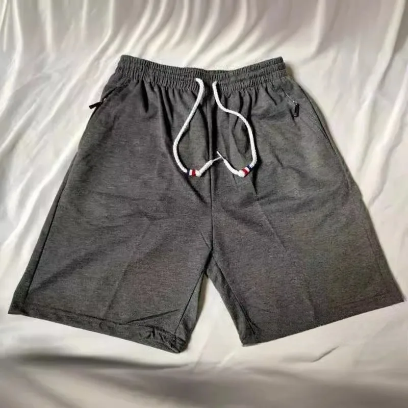 

Summer Casual Shorts Men Loose Beach Drawstring Zipper Five Point Pants Solid Pattern