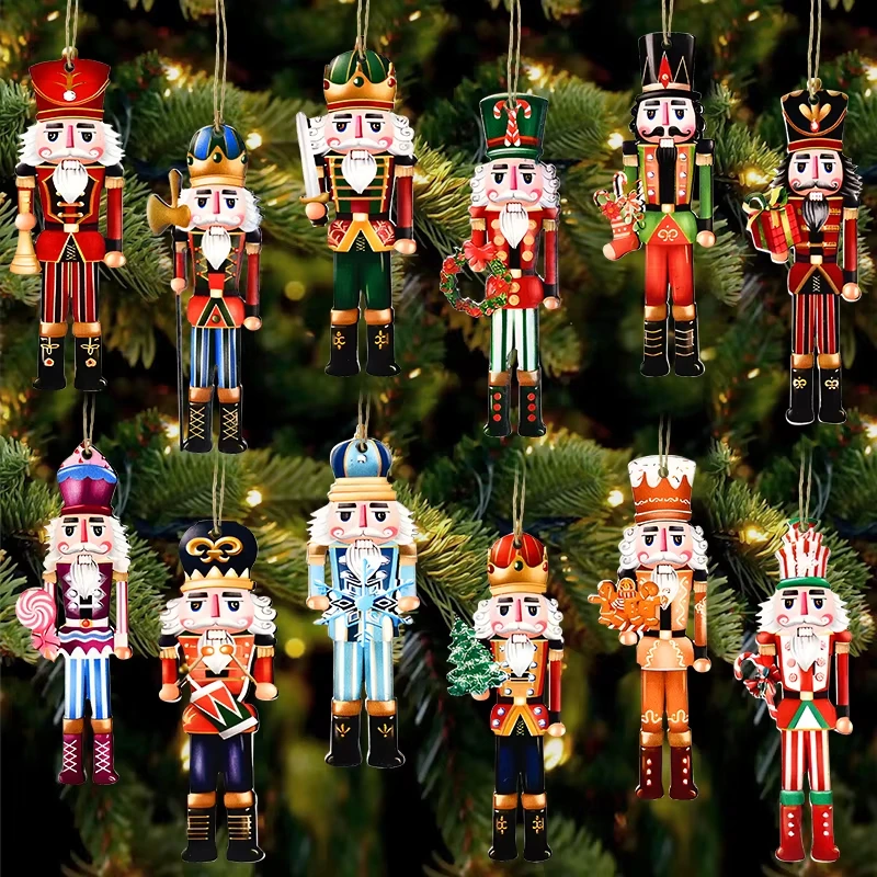 

Nutcracker Soldier Christmas Wooden Hanging Decorations Red Gift Xmas Pendant Wood Christmas Party Supplies Christmas Ornaments