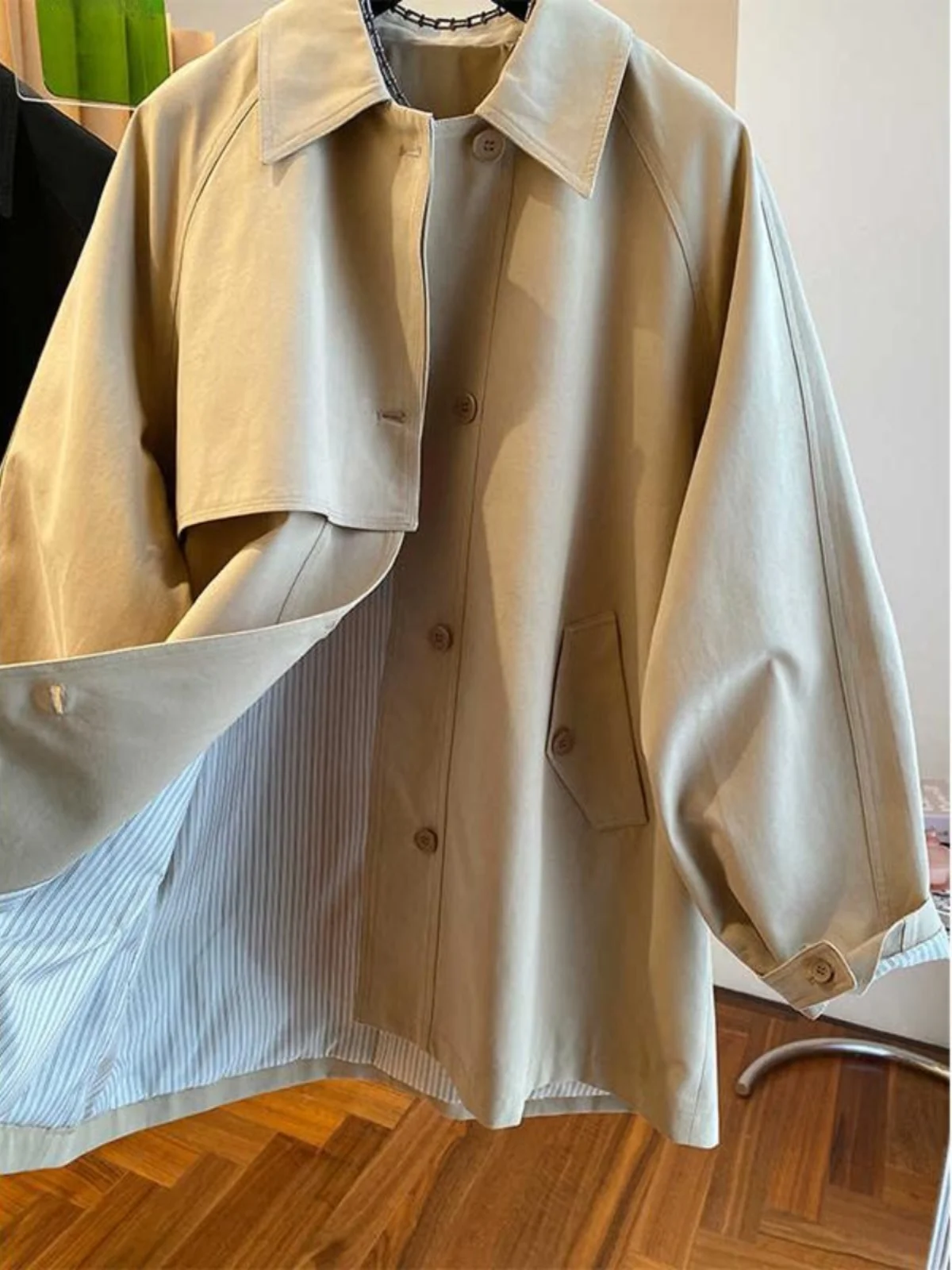 2024 Nieuwe Utili Sle-jas voor dames Jaet Lange Sve-kraag Polyestervezel Bovenkleding Briti Sle Loose Fit Lente A...