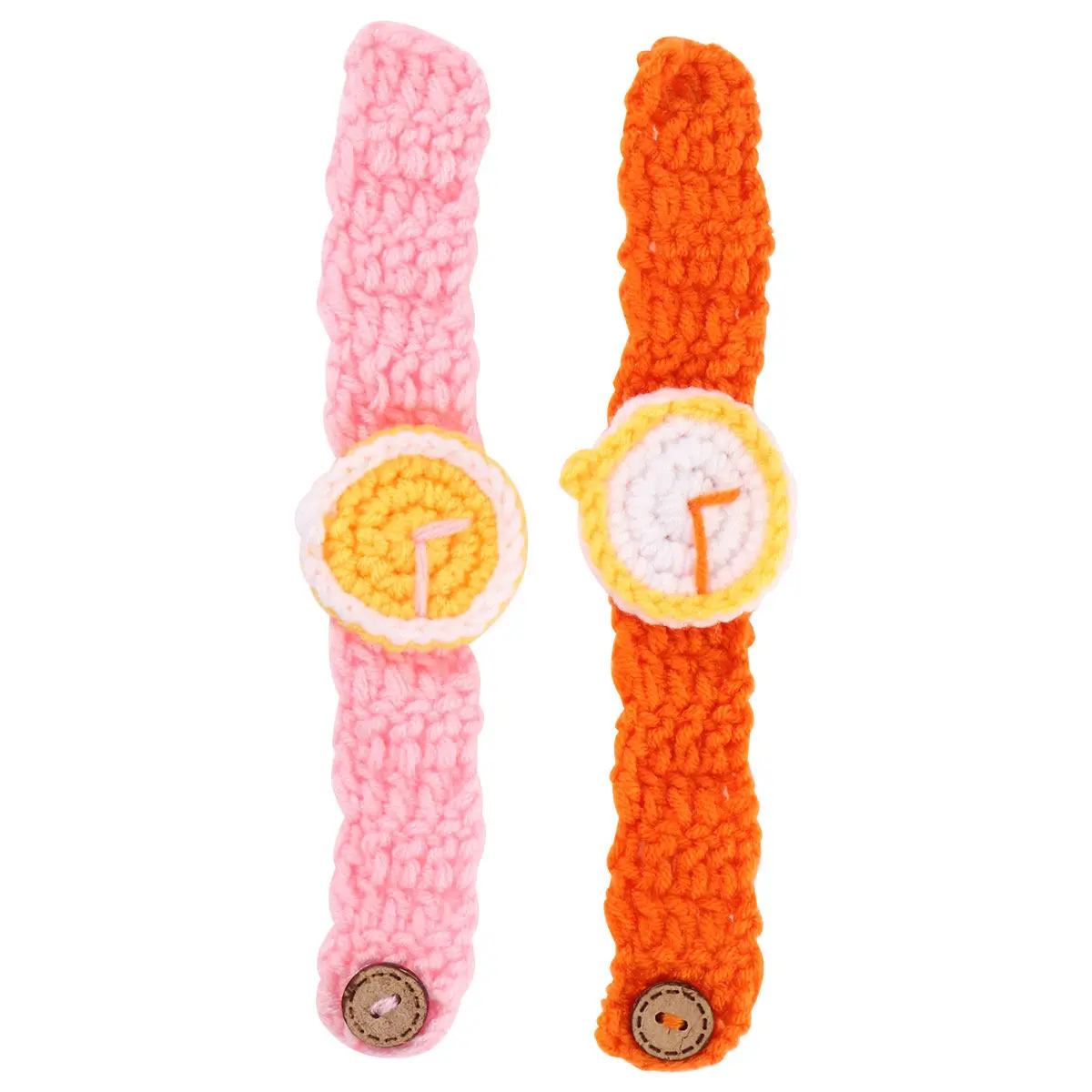 

2Pcs Knitted Handwork Watches Funny Simulation Wristwatches Bracelet Pink Orange Cute Stylish Gifts for Students Kids