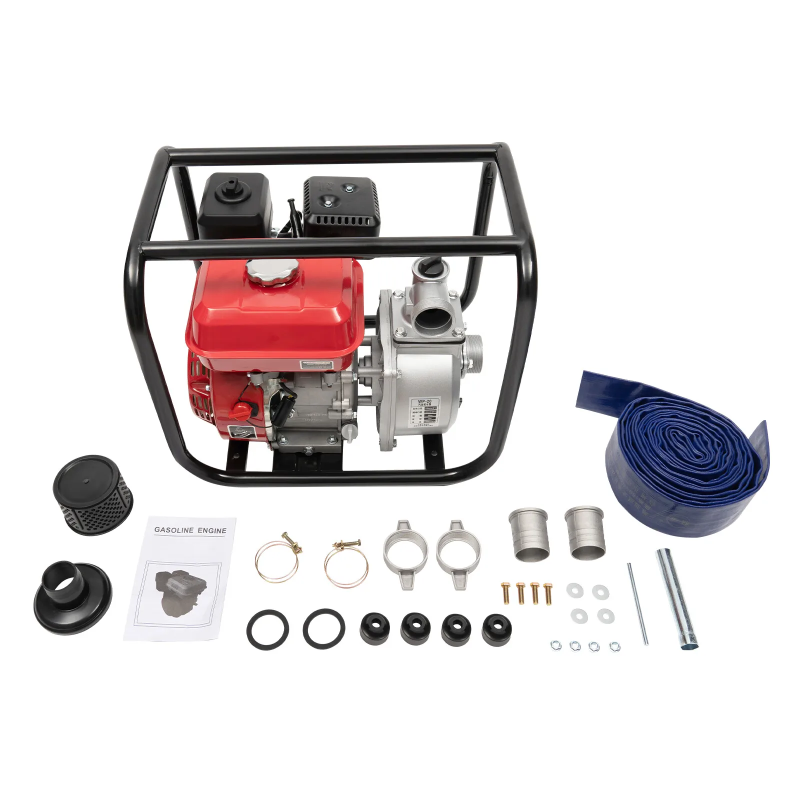 Bomba de agua de gasolina portátil de 7,5 HP (5,6 kW) - Manguera de 2 pulgadas (50 mm) con 25 pies (7,5 m) para transferencia de irrigación