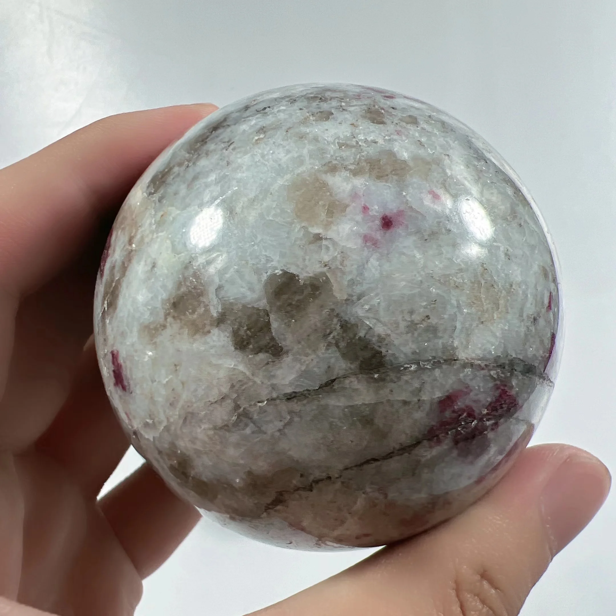 Natural Rubellite Pink Tourmaline Crystal in Granite Sphere 1pcs Wand Healing Stone Energy HOME DECOR