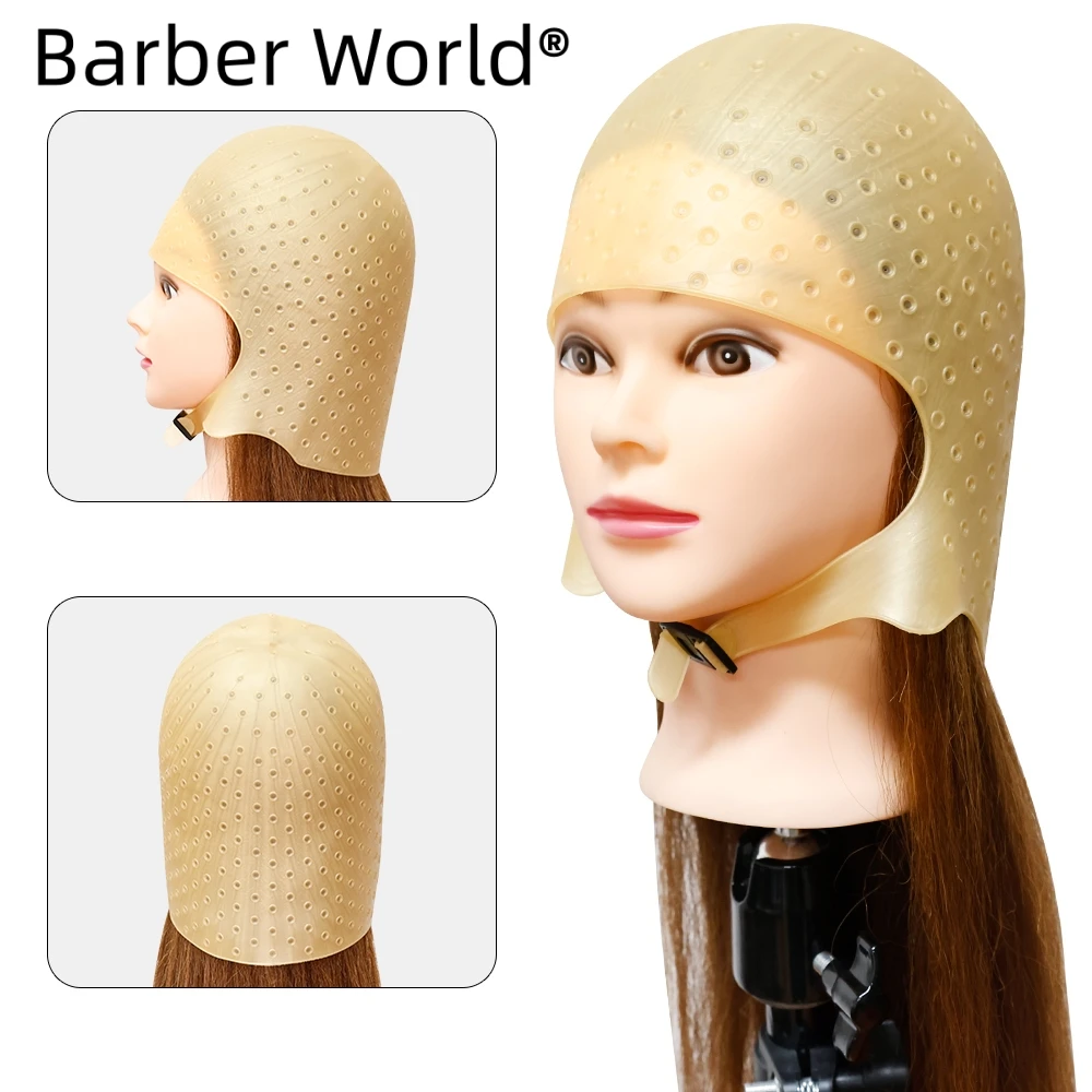 

New Barber Hair Coloring Cap Silicone Hair Highlights Cap With Needle Professional Hair Dye Hat Beauty Salon Hairstyling Tools