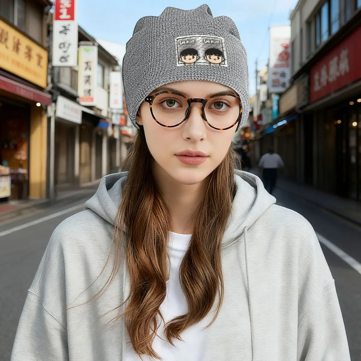 Junior H Sad Boyz Corridos Tumbados Mexico Waffle Knit Fleece Lined Beanie with PU Leather Patch Unisex Warm Winter Soft Cap