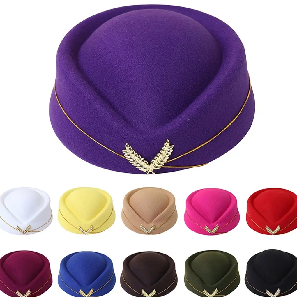 Cloth Stewardess Berets Replacement Washable Breathable Solid Color Stylish Woman Performing Ladies Hat Wine Red