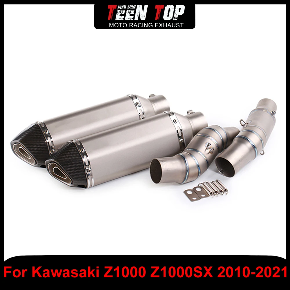 

Для Kawasaki Z1000 Z1000SX выхлопная труба среднего звена, глушитель мотоцикла, полная система, без шнуровки для Z1000 2010-2021, титан