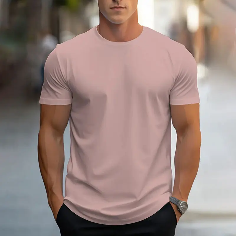 2024 New Round Neck Short Sleeve T-Shirt Classic Fashion Solid Color Sports Breathable Short Sleeve Summer Breathable Gym Top