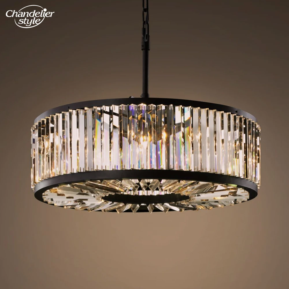 Modern Black Chandelier LED Crystal LaWelles Round Chandeliers Bedroom Living Room Dining Room Pendant Lights Fixture