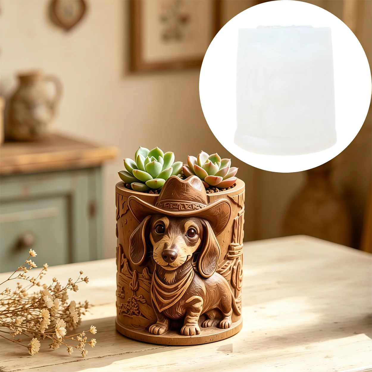 Cowboy Dachshund reliëf silico - Candle Making Workshop recensie en prijs