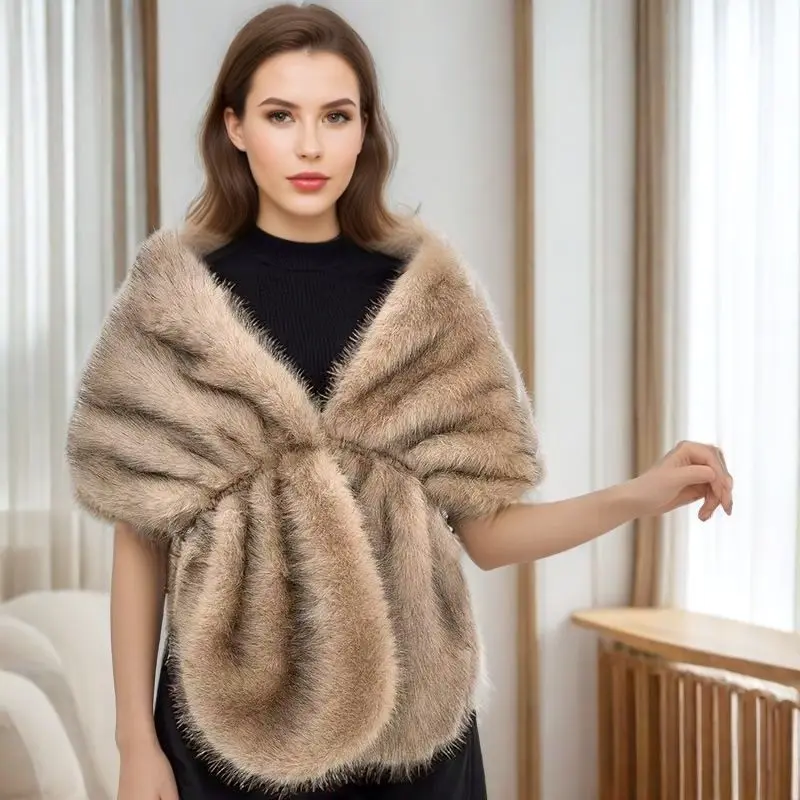 

Модная элегантная шаль из искусственного лисьего меха, вечернее платье Cheongsam, женская накидка на весну, осень и зиму