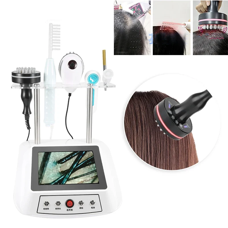 5 IN 1 Scalp Care Hair Growth Machine with Hair Follicle Detection Analysis Nano Spray High Frequency Vibration Massage