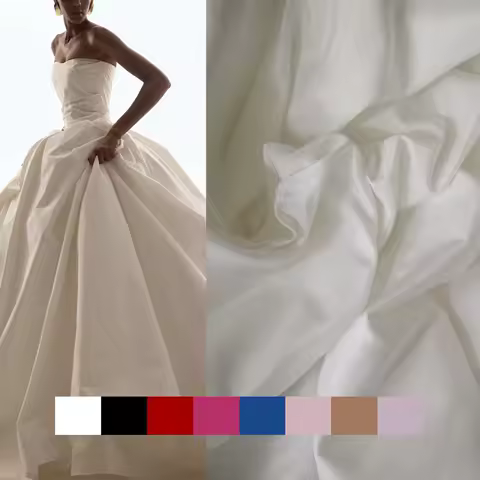 Ivory White black blue red NT taffeta fabric, thickened paper-like taffeta wedding dress, evening dress, coat, designer fabric