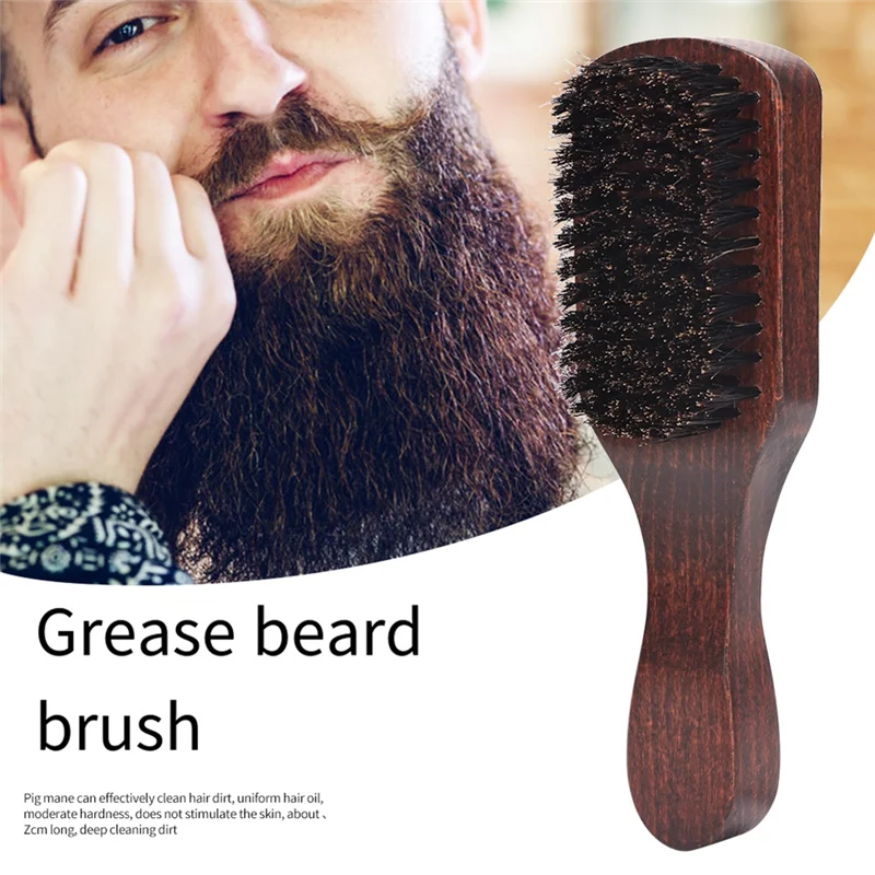 BAAO-1Pcs Hair Funnel Wooden Shaving Brush The Face Baby Beard Brush, Durable Easy Install Black