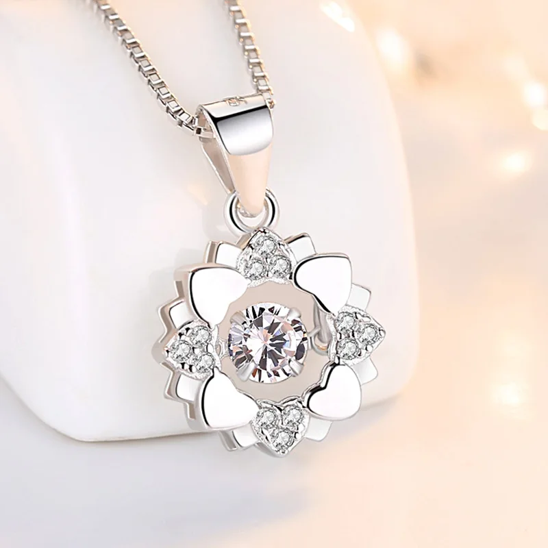 Lucky Bracelet Hand String Shengli S925 Sterling Silver Snowflake Smart Necklace Women's Japanese And Korean Love Heart-Shaped