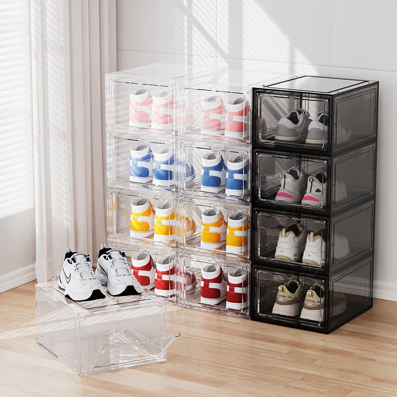 Transparent shoe box, acrylic basketball shoe storage box, doll building block bag storage box, plastic anti sinking box