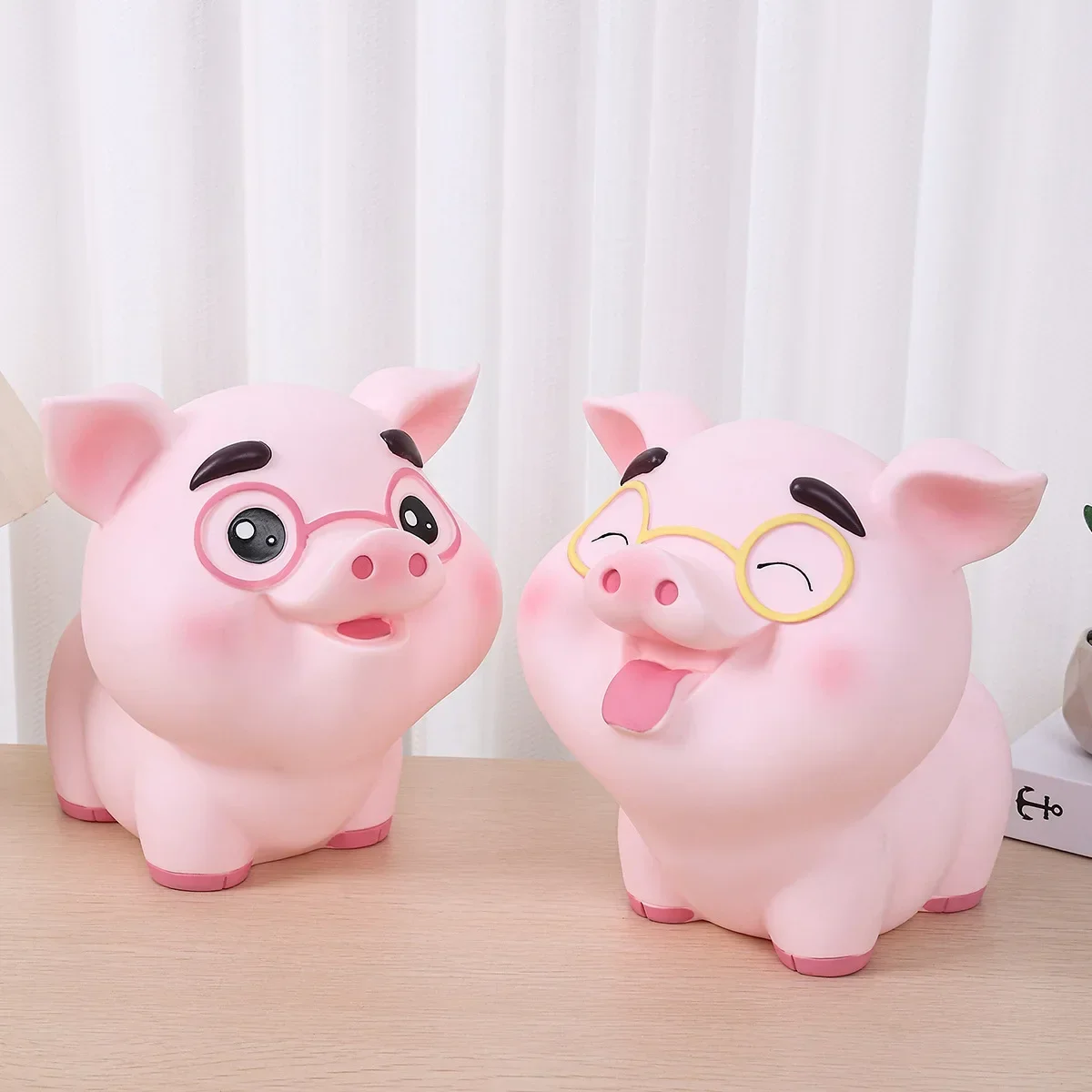 Cute Pig Coin Money Bank, Shatterproof Piggy Bank, Creative Money Bank, Can Store 1800 Coins, Best Bitrthday Gift, Glasses Piggy