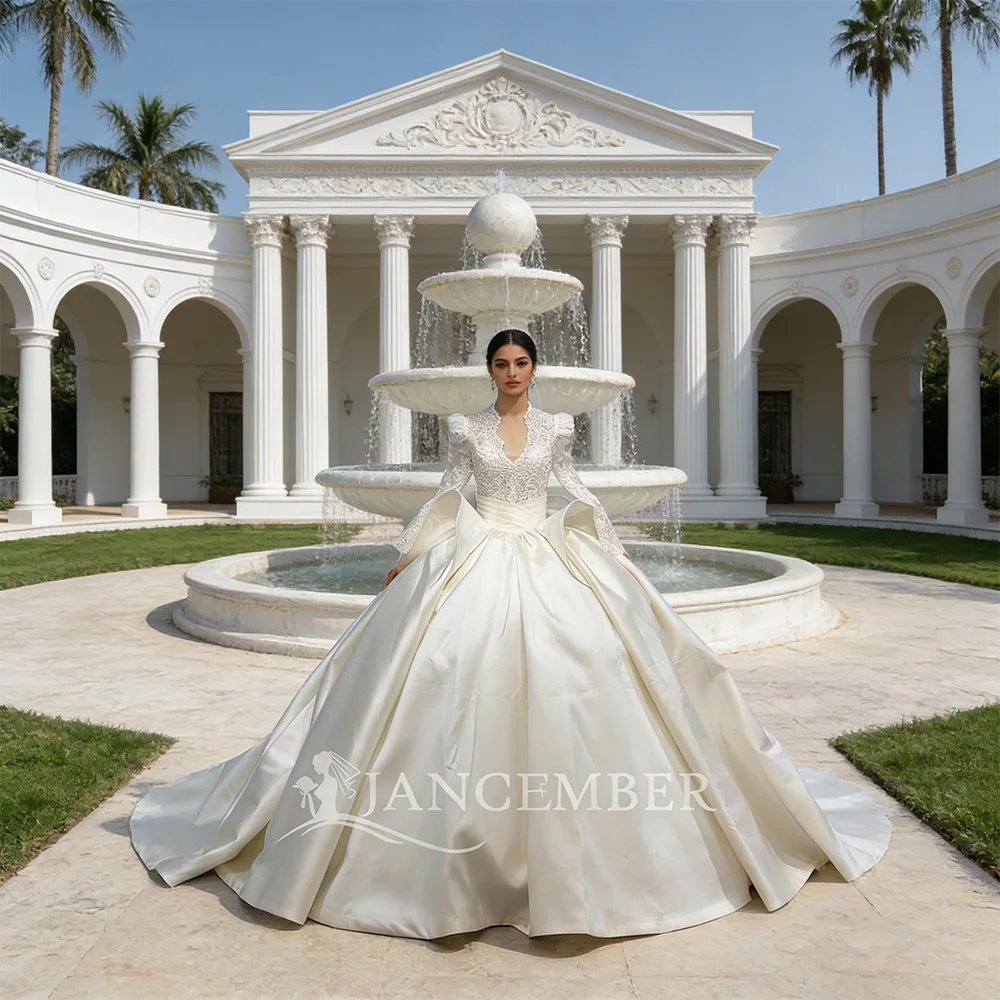 

Customized Ball Gown V-neck Neckline with Beads Wedding Dress Crystal Bridal Dresses Wedding Gowns فساتين حفلات