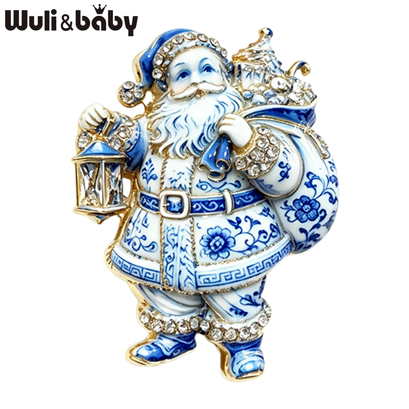 Wuli&baby Weihnachtsbroschen für Frauen, Unisex, 2-farbig, als Geschenk, Weihnachtsmann, Neujahrsparty, Broschen, Geschenk – Detail 1
