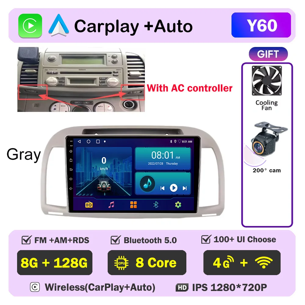 Carplay Android Autoradio Voor Nissan March Micra K12 2002-2010 Auto GPS Navigatie Head Unit Stereo 4G WIFI multimedia Draadloos