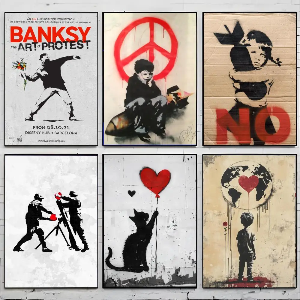 street art canvas Banksy Poster Premium Decor Art & Gift for Household Lounge Home Ornaments
