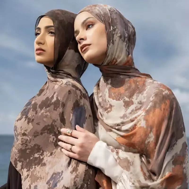 

Модный модальный хиджаб-шарф с принтом в клетку для женщин, акварельные мусульманские шали с принтом, тюрбан, головной платок для Рамадана, шарфы 180*70 см