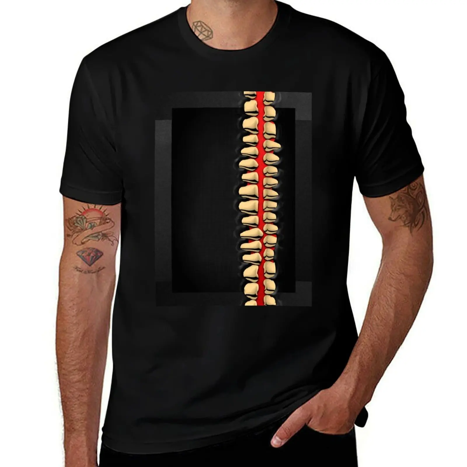 Memento Mori - Gold Human Teeth over Black and Red Canvas T-Shirt